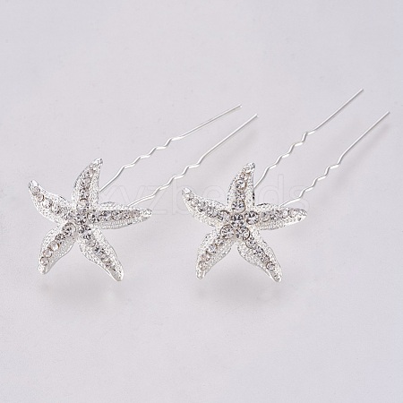 Wedding Bridal Alloy Hair Forks X-OHAR-WH0007-01B-1