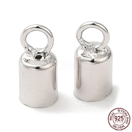 Anti-Tarnish Rhodium Plated 925 Sterling Silver Cord Ends STER-P055-02B-P-1