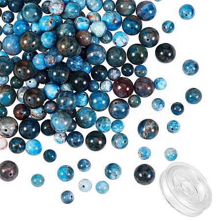 Grade AB Natural Apatite Round Beads for DIY Bracelet Making Kit DIY-SZ0006-82A-1