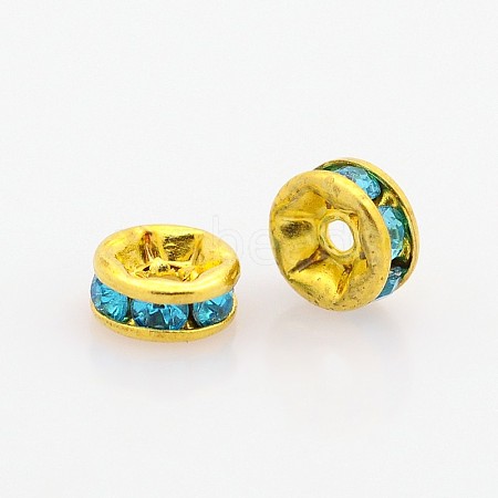 Golden Plated Flat Round Brass Acrylic Rhinestone Spacer Beads RB-J402-06G-1