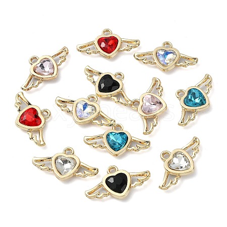 Golden Rack Plating Alloy Rhinestone Pendants PALLOY-F308-18G-1