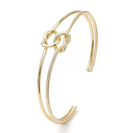 Brass Wire Wrap Knot Cuff Bangles BJEW-D039-38G-1