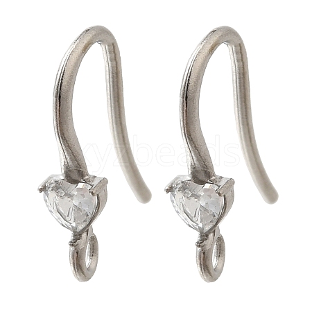 304 Stainless Steel Rhinestone Earring Hooks STAS-D310-01P-03-1