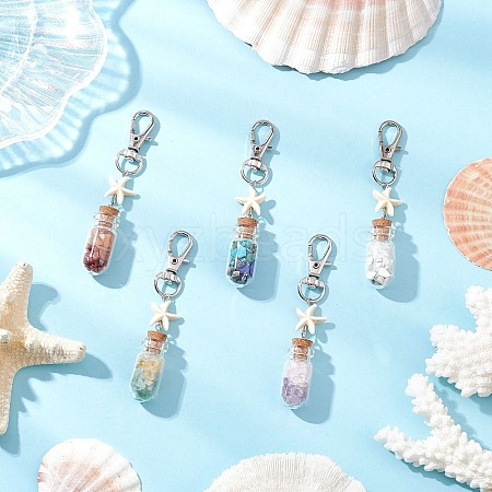 Natural & Synthetic Gemstone Pendant Decoration HJEW-JM03862-01-1
