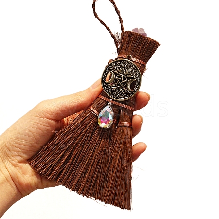 Natural Amethyst Witch Altar Broom Charm Ornament PW-WG45CD3-05-1