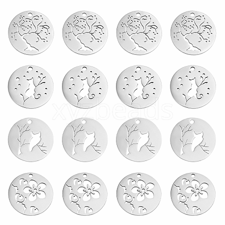 DICOSMETIC 24Pcs 4 Style 201 Stainless Steel Pendants STAS-DC0006-74-1