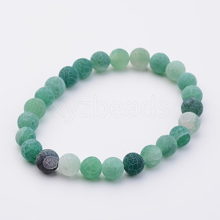 Natural Weathered Agate Stretch Beads Bracelets X-BJEW-JB02513-03-1