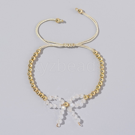 Elegant Butterfly Bow Girl Style Bracelet Gold-plated Copper Beads Pearl-like NQ2566-5-1