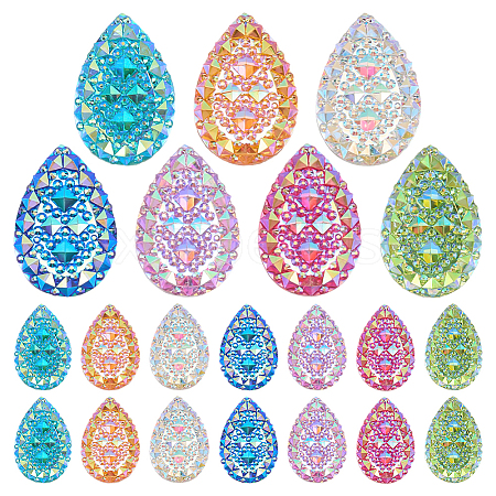 21Pcs 7 Colors Electroplate Opaque Resin Cabochons RESI-FG0001-16-1