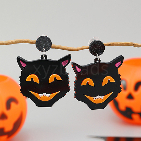 Halloween Cat Shape Stud Earrings HN2629-1