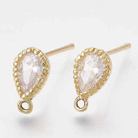 Brass Cubic Zirconia Stud Earring Findings X-KK-T035-05-1