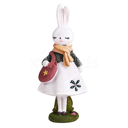 Resin Standing Rabbit Statue Bunny Sculpture Tabletop Rabbit Figurine for Lawn Garden Table Home Decoration ( White ) JX082A-1