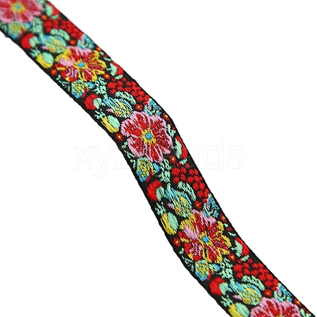 50 Yards Ethnic Style Embroidered Nylon Flower Jacquard Ribbon PW-WG55654-04-1