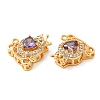 Brass Micro Pave Purple Cubic Zirconia Charms KK-F860-74G-01-2