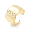 Brass Micro Pave Clear Cubic Zirconia Open Cuff Rings for Women RJEW-R011-10G-03-4