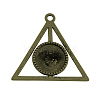 Tibetan Style Alloy Triangle Deathly Hallows Pendant Cabochon Settings TIBEP-322-AB-FF-1