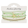 Bohemian Style Round Glass & Plastic Beads Stretch Bracelets & Starfish & Star Zinc Alloy Charm Bracelets Set for Women FS-WG8BA5D-02-1