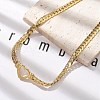 304 Stainless Steel Heart Cuban Link Chain Necklaces for Women NJEW-R012-03G-1