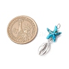 7Pcs 7 Styles Dyed Synthetic Turquoise Starfish & Alloy Sea Animals Pendants PALLOY-JF03754-04-2