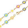 Enamel Flower Link Chains Necklace NJEW-N049-01-3