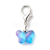 Transparent Spray Painted Glass Butterfly Pendant Decorations HJEW-JM00732-2