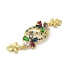 Rack Plating Brass Pave Colorful Cubic Zirconia Flower Connector Charms KK-C052-37E-G-2
