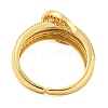 Donut Shape Brass Micro Pave Cubic Zirconia Open Cuff Ring RJEW-Q782-08G-3