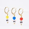  10Pcs 10 Style Flat Round with Number Acrylic Beads Leverback Earrings HJEW-NB0001-34-5