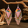 Bohemian Style Handmade Earrings with Glass Beads and Tassels QT0672-5-1