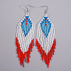 Glass Seed Beads Tassel Dangle Earrings MY1855-1-1