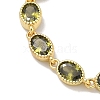 Oval Brass Pave Cubic Zirconia Link Chain Bracelets for Women BJEW-P385-02G-07-2
