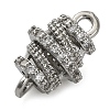 Brass Micro Pave Clear Cubic Zirconia Hollow Oval Connector Charms KK-A230-05C-P-2