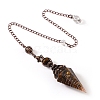 Natural Tiger Eye & Resin Hexagonal Pointed Dowsing Pendulums PW-WG7D05E-01-1