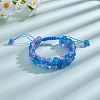 Sparkling Round Glass Braided Bead Bracelet BJEW-SW00082-16-5