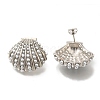 Rack Plating Shell Shape Brass Stud Earrings EJEW-H016-04P-1