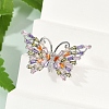 Butterfly Brass Micro Pave Colorful Cubic Zirconia Finger Rings for Women RJEW-G343-30P-01-3