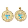 Rack Plating Brass Micro Pave Cubic Zirconia Pendants KK-P268-07G-2