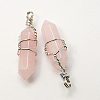Natural Rose Quartz Double Terminated Pointed Pendants G-J062-04P-1