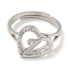 Heart with Letter Rack Plating Brass Micro Pave Cubic Zirconia Adjustable Rings for Women RJEW-I105-06P-Z-2