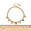 304 Stainless Steel Rhinestone Heart Charm Bracelets BJEW-V011-01G-01-2