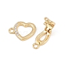 Brass Micro Pave Clear Cubic Zirconia Interlocking Clasps KK-C075-37G-2