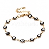 Enamel Oval with Evil Eye Link Chains Bracelet BJEW-P271-04G-03-1