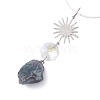 Nuggets Natural Colorful Fluorite & Glass Round Pendant Decorations HJEW-JM02123-01-4