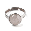 Half Round Natural Rose Quartz Finger Rings RJEW-M062-01P-39-2