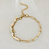 Bohemian Natural Flower Amazonite Heishi Beads Bracelets with 304 Stainless Steel Paperclip Chains WGD41F4-04-1