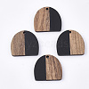 Resin & Walnut Wood Semi Circle Pendants X-RESI-T035-07A-1