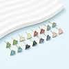 Brass Enamel Heart Stud Earrings EJEW-I322-08G-1
