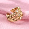 Rack Plating Real 18K Gold Plated Brass Multi Lines Open Cuff Rings RJEW-B048-08G-3