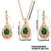 Brass Glass Teardrop Dangle Earrings & Pendant Necklaces Sets for Women PL9386-2-1