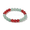 8mm Round Natural Green Aventurine & Carnelian Beaded Stretch Bracelets for Women Men BJEW-JB10533-02-1